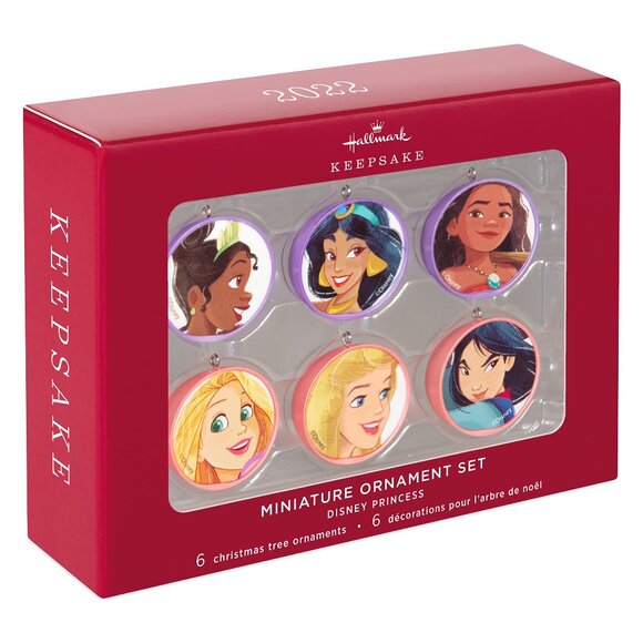 New! Disney Princess Hallmark Keepsake Christmas Ornaments 2022 Mini Set of 6 - Picture 1 of 5